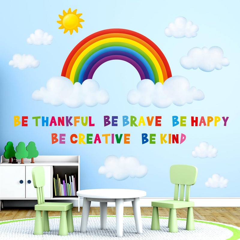 DECOWALL SG-1713 Rainbow and Clouds Kids Wall Stickers Wall Decals Peel and Stick Removable Wall Stickers for Kids Nursery Bedroom Living Room d?cor - Image 1